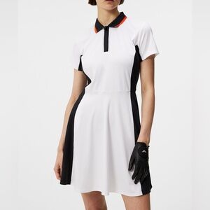 J. Lindeberg Women’s Delores Golf/Tennis Dress - White/Black/Red - Size Medium